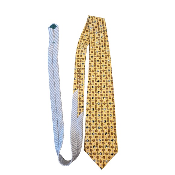 Tommy Hilfiger Silk Novelty Necktie Yellow Sports Soccer Football Baseball - Picture 1 of 8